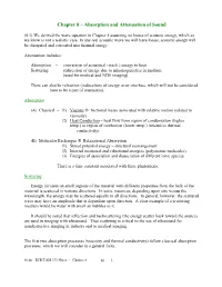 Chapter 8 – Absorption and Attenuation of Sound