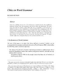 Clitics in Word Grammar*