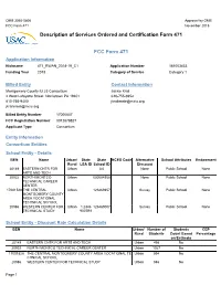 Description of Services Ordered and Certification Form 471 FCC Form