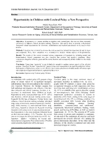 Hypertonicity in Children with Cerebral Palsy: a New Perspective