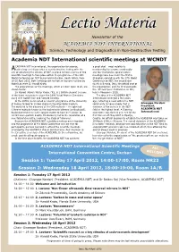 Lectio Materia INTERNATIONAL Newsletter of the ACADEMIA NDT INTERNATIONAL Science, Technology and Diagnostics in Non-Destructive Testing
