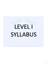 Level I Syllabus