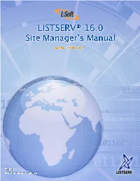 LISTSERV 16.0 Site Manager's Operations Manual