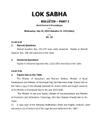 Lok Sabha ___ Bulletin – Part I