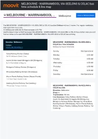 MELBOURNE - WARRNAMBOOL VIA GEELONG & COLAC Bus Time Schedule & Line Map
