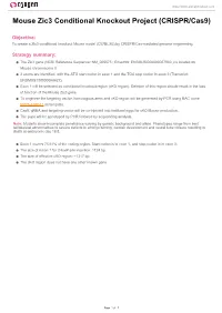 Mouse Zic3 Conditional Knockout Project (CRISPR/Cas9)