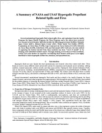 A Summary of NASA and USAF Hypergolic Propellant Related Spills and Fires