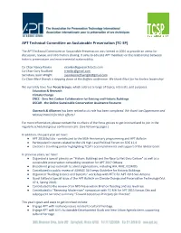 APT Technical Committee on Sustainable Preservation (TC-SP)
