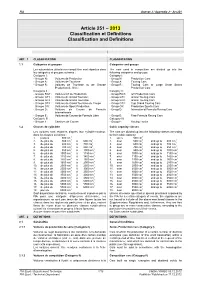 Article 251 – 2013 Classification Et Définitions Classification and Definitions