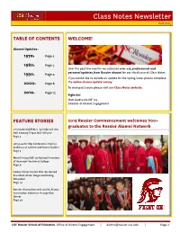 Class Notes Newsletter Fall 2015