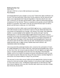 Marking the New Year Luke 13:6-9 January 3, 2021 for La Verne COB and Shared More Broadly Russ Matteson
