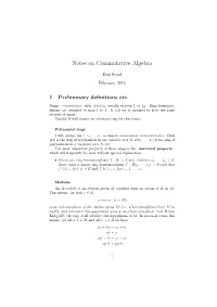 Notes on Commutative Algebra