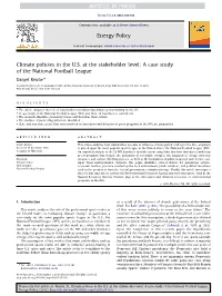 Climate Policies in the U.S. at the Stakeholder Level a Case Study Of