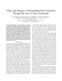 Cloak and Swagger: Understanding Data Sensitivity Through the Lens of User Anonymity