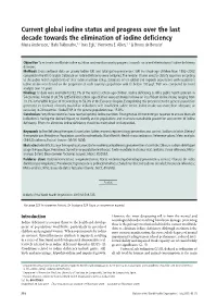 Current Global Iodine Status and Progress Over the Last Decade