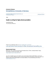Guide to Writing for High School Journalists