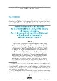 On the Defectiveness of the Argument for the Finality of the Discovery of the Remains of Nicolaus Copernicus