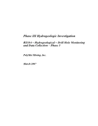 Phase III Hydrogeologic Investigation