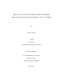 Prevalence of Pathogenic Enteric Bacteria in Wild Birds