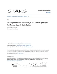 The Lady of the Lake and Chivalry in the Lancelot-Grail Cycle and Thomas Malory's Morte Darthur