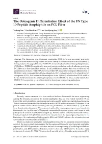 The Osteogenic Differentiation Effect of the FN Type 10-Peptide Amphiphile on PCL Fiber