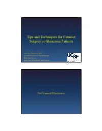 Tips and Techniques for Cataract Surgery in Glaucoma Patients