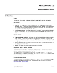 AMD APP SDK 3.0 Samples Release Notes Document
