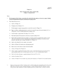 Chapter 48 Paper and Paperboard; Articles of Paper Pulp, of Paper Or Of
