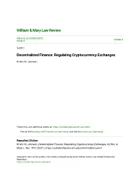 Regulating Cryptocurrency Exchanges