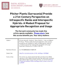 (Sarracenia) Provide a 21St-Century Perspective on Infraspecific Ranks and Interspecific Hybrids: a Modest Proposal for Appropriate Recognition and Usage