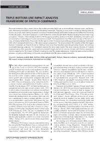 Triple-Bottom-Line Impact Analysis Framework of Fintech Companies