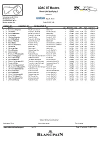 ADAC GT Masters Result List Qualifying 2