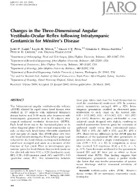 Changes in the Three-Dimensional Angular Vestibulo-Ocular Reflex Following Intratympanic Gentamicin for Menieres Disease