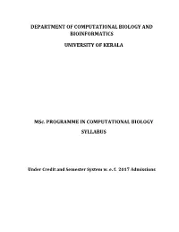 Computational Biology and Bioinformatics