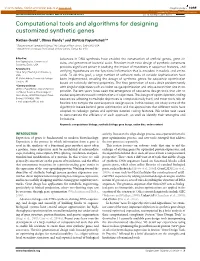 Computational Tools and Algorithms for Designing Customized