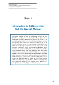 Introduction to R&D Statistics and the Frascati Manual