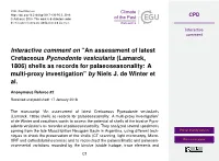 An Assessment of Latest Cretaceous Pycnodonte Vesicularis (Lamarck, 1806) Shells As Records for Palaeoseasonality: a Multi-Proxy Investigation” by Niels J