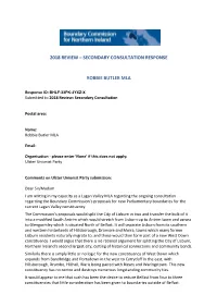 Secondary Consultation Response Robbie Butler