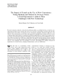 The Impact of E-Mail on the Use of New Convenience Voting Methods and Turnout by Overseas Voters: a Field Experiment to Address Their Challenges with New Technology