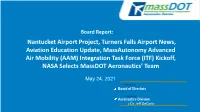 Aeronautics Division Report Presented to the Board on May 24, 2021