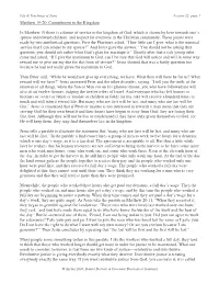 Matthew 19-20: Commitment to the Kingdom