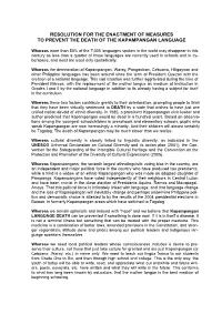 Resolution to Prevent Death of Kapampangan Langauge