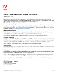 Adobe Trademark Database for General Distribution