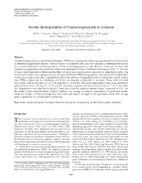 Aerobic Biodegradation of Polyhydroxybutyrate in Compost