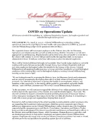 COVID-19 Operations Update All Closures Extended Through May 31; Additional Hospitality Closures; Furloughs Expanded and Extended Through Closure Period