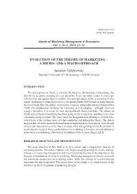 Evolution of Theory of Marketing – a Micro- and a Macroapproach