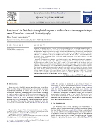 Position of the Steinheim Interglacial Sequence Within the Marine Oxygen Isotope Record Based on Mammal Biostratigraphy