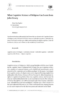 What Cognitive Science of Religion Can Learn from John Dewey