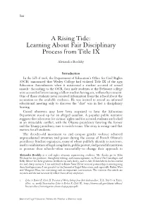 A Rising Tide: Learning About Fair Disciplinary Process from Title IX