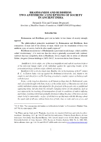 Brahmanism and Buddhism: Two Antithetic Conceptions of Society In